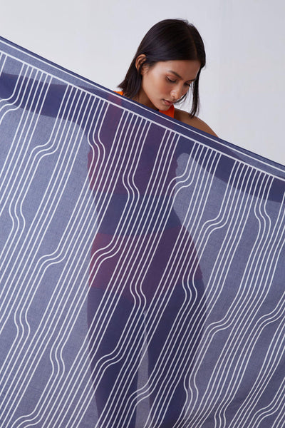 Window Pane Print Sarong - Blue and White Fashion The Summer House