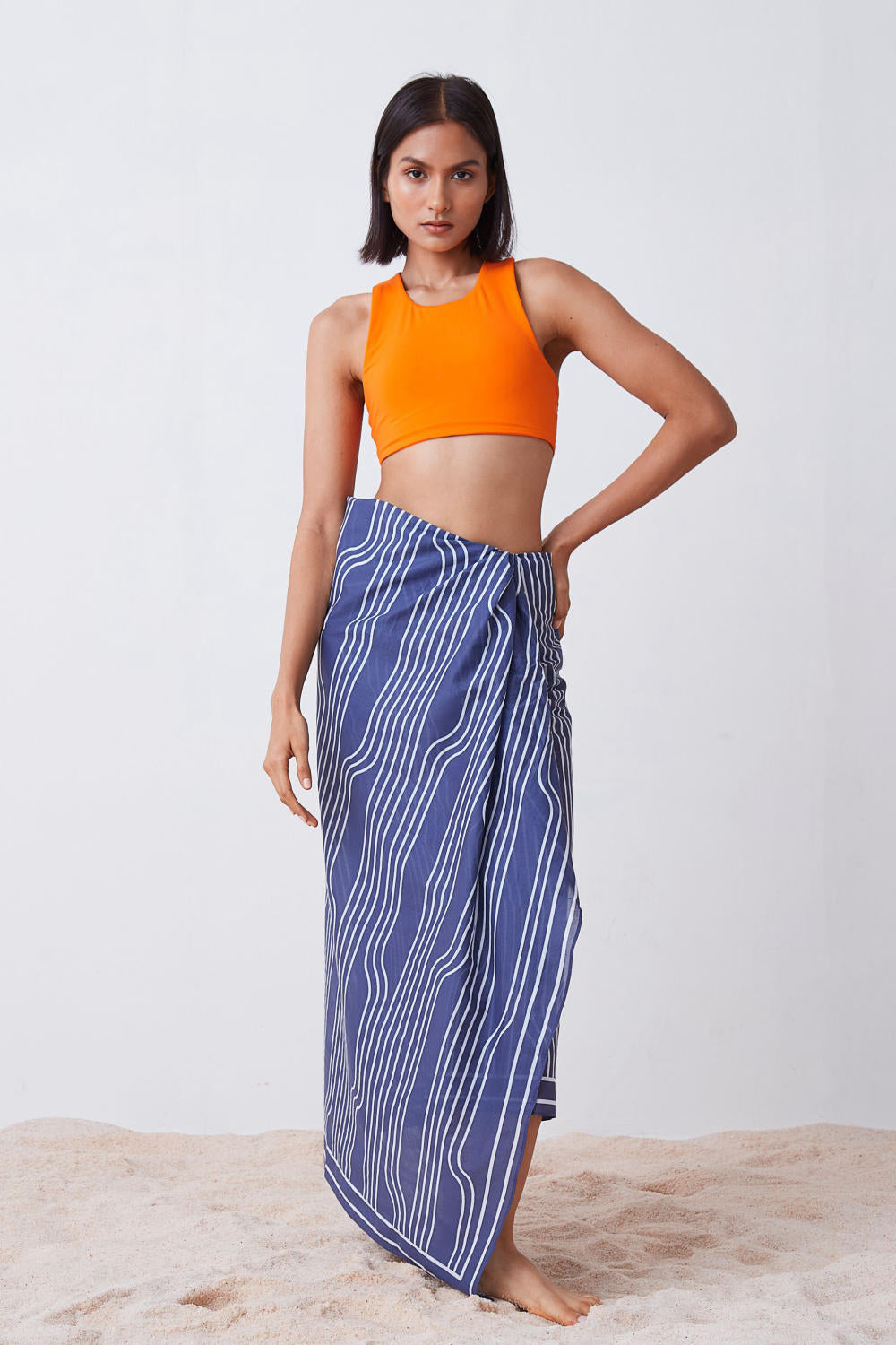 Window Pane Print Sarong - Blue and White Fashion The Summer House