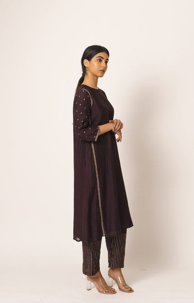 Wine Aayat Kurta and Pant set Fashion DOT
