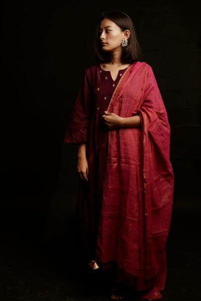 Wine Colour Cotton Silk Kurta Fashion Juanita 