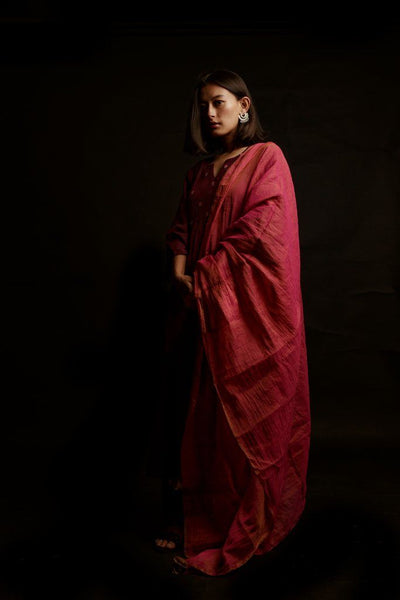 Wine Colour Cotton Silk Kurta Fashion Juanita 
