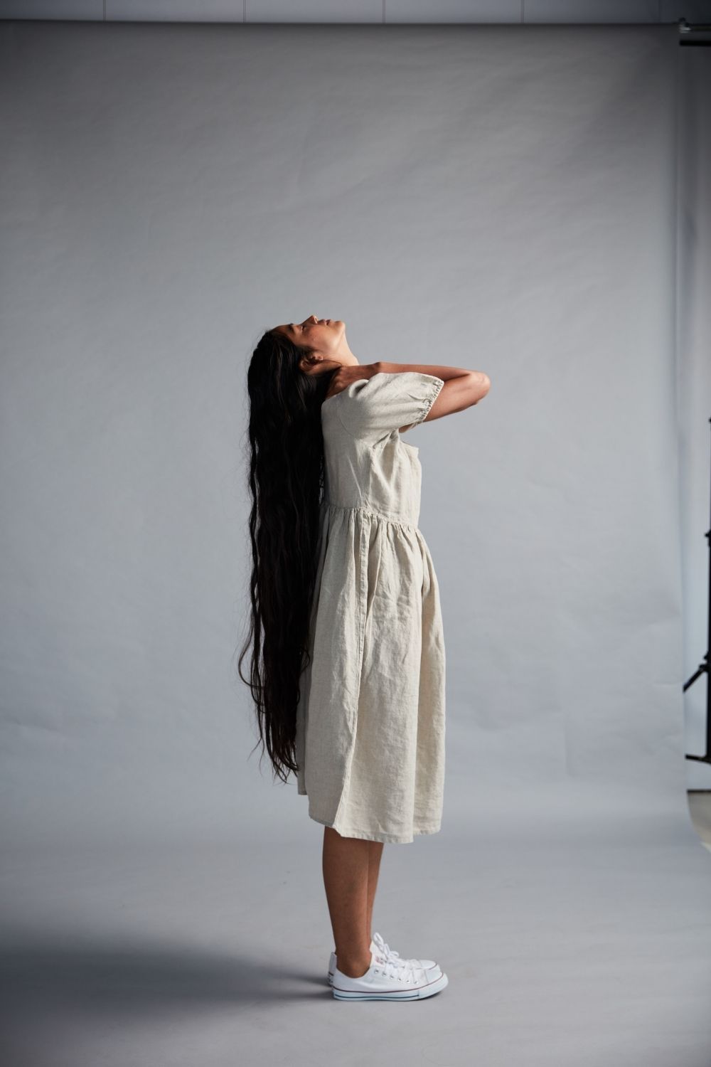 Women's Linen Farm Dress Fashion Saphed