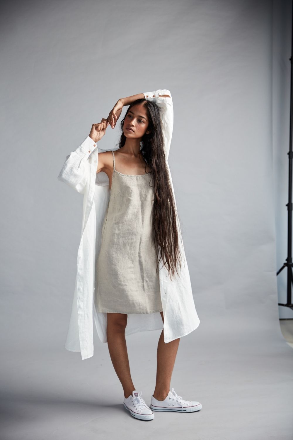 Women's Linen Shirt Dress Fashion Saphed S/M Taj