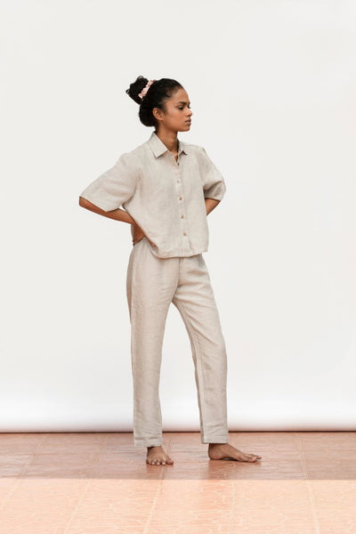 Women's Undyed Linen Pyjama Set Fashion Saphed