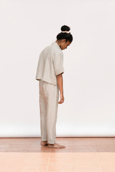 Women's Undyed Linen Pyjama Set Fashion Saphed