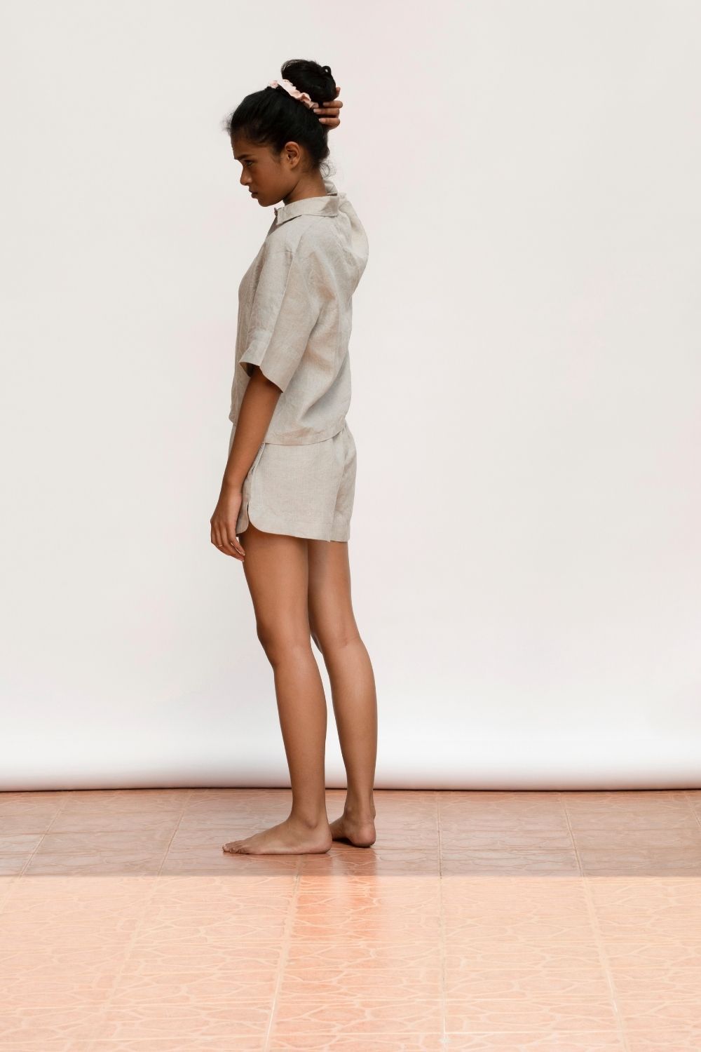 Women's Undyed Linen Shorts Set Fashion Saphed
