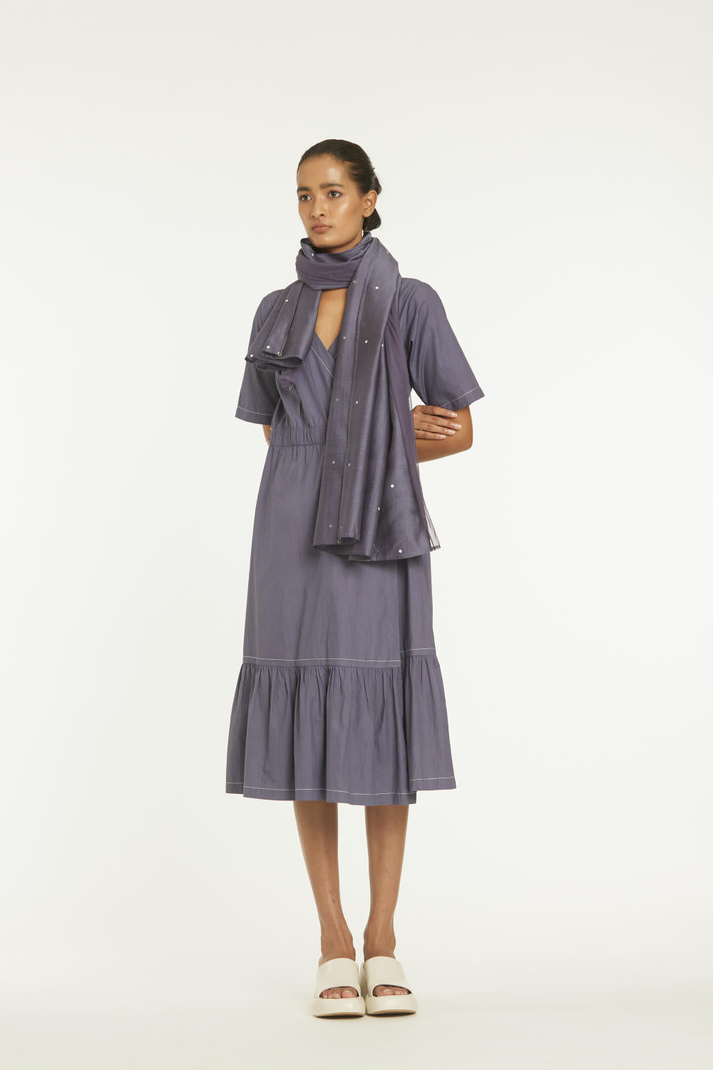 Wrap Dress Co-ord Violet Fashion THREE XS Dress-Scarf Set