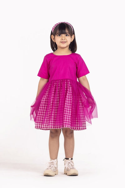 Yoke Dress Hot Pink Kids THREE Kids 