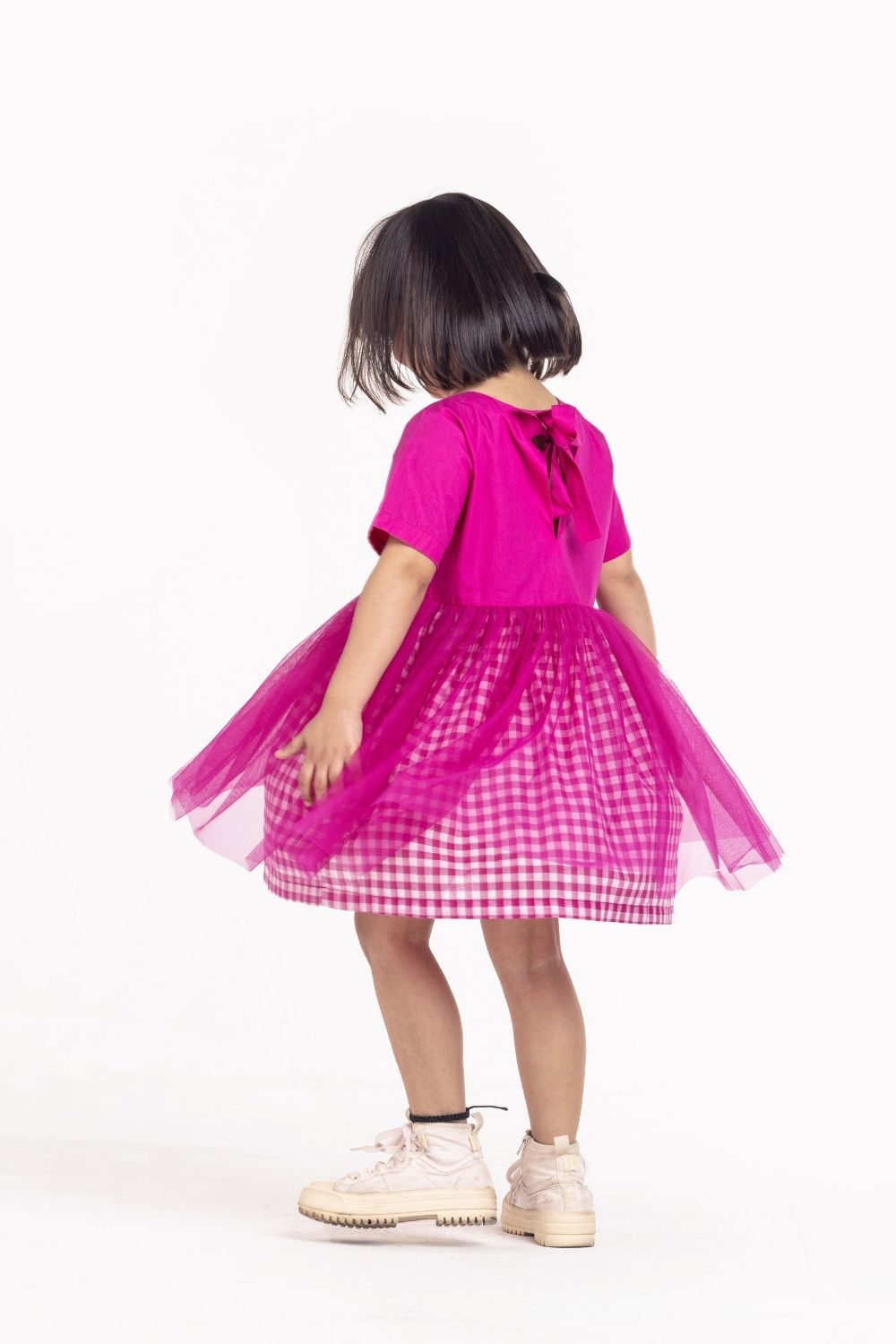 Yoke Dress Hot Pink Kids THREE Kids 