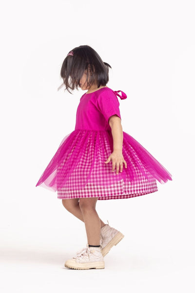 Yoke Dress Hot Pink Kids THREE Kids 