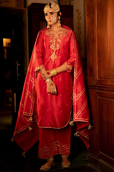 Zara - Gulaab Chanderi Silk Kurta Pant Set Fashion Maison Shefali 